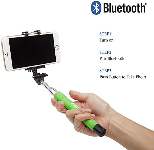 Selfie Stick, Mabee®【the Newest】Foldable Self Portrait [Battery Free] Monopod Extendable Wireless Bluetooth Selfie Stick with Built-in Wireless Bluetooth Remote Shutter with Adjustable Phone Holder for iPhone 6s 6splus 6 6Plus, iPhone 5 5s 5c, iPhone 4 4s, Samsung Galaxy S6,s6 Edge,s5, Note 4 3 2 , Camera Video Smartphones , Gopro, Dslr, Us Warranty &amp; Support (Green)