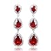 EVER FAITH® 3 Teardrop Zircon Pierced Earrings Red Austrian Crystal