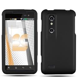 Black Rubberized Hard Case Cover for LG Thrill 4G / Optimus 3D