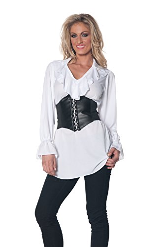 Underwraps Women's Pirate Ruffled Blouse, White, X-Large