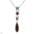 Necklace With 10.35ctw Precious Stones - Genuine Clean Diamonds, Garnet, Topazes Beautifully Designed in 14K Two tone Gold. Total item weight 11.8g Length 16in