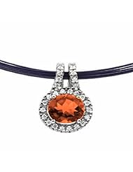 14K White Gold Oval Cut Fire Opal and Diamond Pendant -- LIFETIME WARRANTY