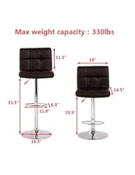 From Amazon.com. Click for details:
 Furniture: BIFMA standard Set of 2 PU Leather Hydraulic swivel Gas lift bar stool 30inches with back 350 lbs Max Weight Capacity Chair Salon Spa Beauty Tattoo Brown Height Adjustable cushions Health Line Massage Products ? - Health Line Massage Products Furniture: BIFMA standard Set of 2 PU Leather Hydraulic swivel Gas lift bar stool 30inches with back 350 lbs Max Weight Capacity Chair Salon Spa Beauty Tattoo Brown Height Adjustable cushions Health Line Massage Products ? - Health Line Massage Products