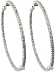 14k White Gold Diamond Hoop Earring with .83 Cttw of Diamonds (G-H Color, SI3-I1 Clarity)