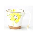 粉引彩花　軽量スタッキングマグ黄 【マグカップ 有田焼】