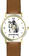 Shetland Sheepdog (SC) Dog - WATCHBUDDY&reg; CLASSIC DELUXE TWO-TONE THEME WATCH - Arabic Numbers-Brown Leather Strap-Children's Size-Small ( Boy's Size & Girl's Size )
