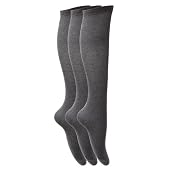 Childrens Girls Plain Knee High School Socks (Pack of 3)