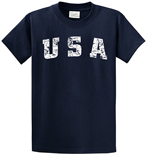 Joe's USA(tm) - Vintage USA Logo Tee T-Shirts,Navy,Size 2XL
