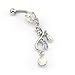 New Fashion 14G Multi-color 5 CZ Gems Long Round Leaf Dangle Navel Ring Belly Bar Button