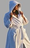 White 52 Inch Hooded Terry Robe W/double Stitching - Style 1452