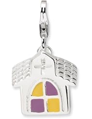 Sterling Silver 3 D Enameled Church with Lobster Clasp Charm