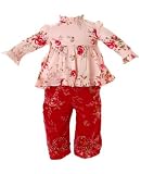 : Room Seven Light Pink Brina Blouse & Red Cord Pant Set