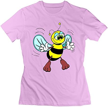 FDC12L Cotton O Neck Women's Friendly Cartoon Honey Bee Short Sleeve T-Shirt XXL Pink Classic T-shirt For Women