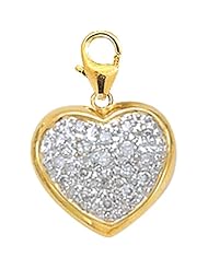14K Yellow Gold Diamond Heart Charm