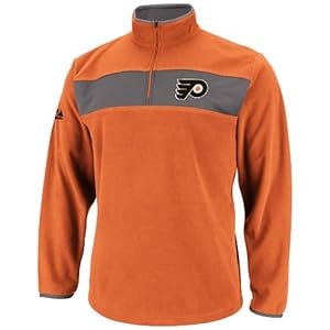 NHL Mens Philadelphia Flyers Dark Orange/Storm Gray Long Sleeve 1/4 Zip Micro Chiller By Majestic (Dark Orange/Storm Gray, Small)