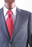 Men's Single Breasted 2 Button Super 140s Wool Gray Dress Suit European Cut with Front Front Pants