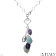 DV ITALY Stylish Necklace With 54.50ctw Amethysts, Chalcedony, Cubic zirconia and Mother of pearl in 925 Sterling silver. Total item weight 31.5g Length 16in