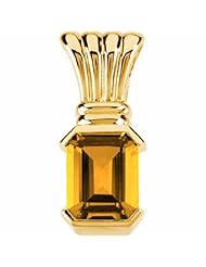 18K Yellow Gold Emerald Cut Citrine Pendant -- LIFETIME WARRANTY