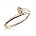 LuckySupply Stainless Steel Nail Style Love Gold Plated Bangle Bracelet Oval High Polish , Fits 7.5inch Wrists