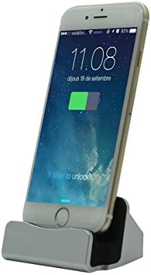 Crelander® iPhone Stand USB Base Desktop Dock Sync 8 pin Data Charger Phone Charging Holder Universal for iPhone 5/5s/5c/6/6s/6Plus--Support iPhone with Different Case (gray )