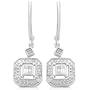 10k White Gold Baguette and Round Diamond Square Drop Earrings (1/3 cttw, I-J Color, I3 Clarity)