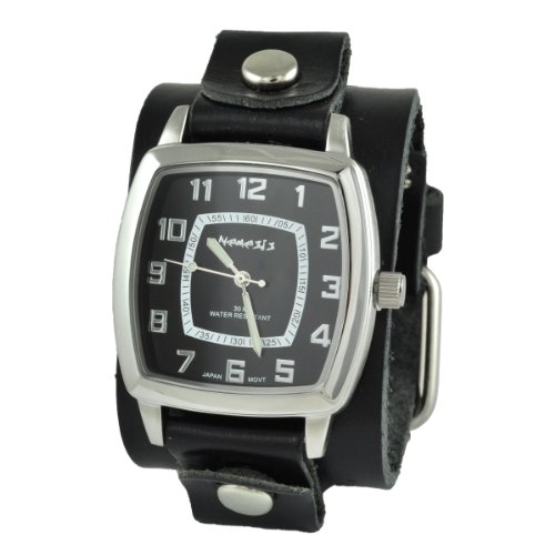 Nemesis Men's LBB017K Vintage Collection Black on Black Leather Band Watch