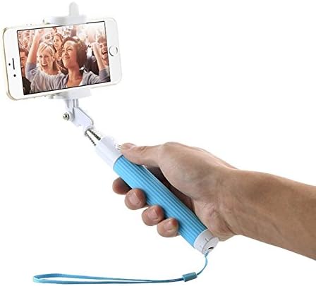 AURIN® Mini Wireless Bluetooth Selfie Stick with built-in Bluetooth Remote Shutter With Adjustable Phone Holder for iPhone 6, iPhone 6 Plus, iPhone 5 5s 5c, Android -Blue