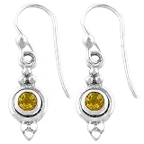 Lovely Citrine Sterling Silver Celtic Design Dangle Earrings