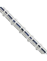 Sterling Silver Sapphire & Cz Bracelet