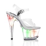 ADORE-708LT, 6 1/2'' Stiletto Heel Ankle Strap Platform Sandal with Lights, by Pleaser USA