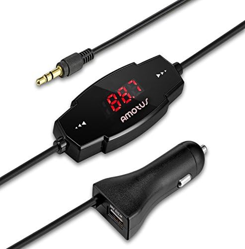 Amotus Wireless FM Transmitter Music Radio Car Kit with 5V/2.4A USB Charging Port for Car Vehicle, Smartphones