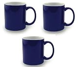 Set of 2 Cobalt Navy Blue and White Ceramic Coffee Tea Mugs- 11 Oz