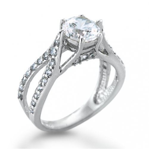 Bling Jewelry Sterling Silver CZ Vintage Engagement Ring