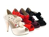 WOMENS SATIN TBAR RUFFLE SATIN PLATFORM HIGH HEEL LADIES WEDDING BRIDAL BRIDESMADES SHOES SIZE 3 - 8