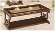 BEAUTIFUL CHERRY FINISH COFFEE TABLE WITH GLASS INSERT