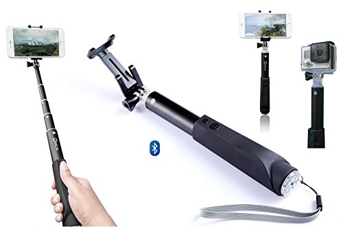 Selfie Stick, Premium Quality Bluetooth version by Zivachi. All-in-one Aluminium Monopod for all iPhones, Android phones, and GoPro(mount only). Lightweight and Portable. Foldable Secure Mount