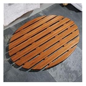 Oval Bamboo Shower & Bath Mat