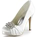 ElegantPark EP2015-PF Women's Closed Toe Platform High Heels Pumps Rhinestones Buckles Satin Evening Bridal Wedding Shoes