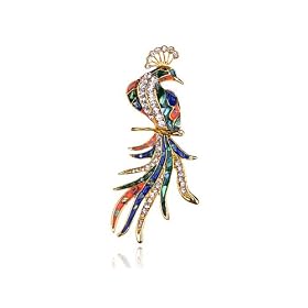 Colorful Crystal Abalone Shell Phoenix Bird Pin Brooch