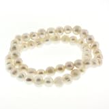Set Of 2 White Stretchy Freshwater Pearl Bracelets 7Mm