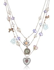 Betsey Johnson "Vintage Bows" Heart Illusion Necklace, 20"