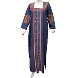 Kaftan Embroidered Robes Long Sleeve Denim Gown Size L (kftn865a)