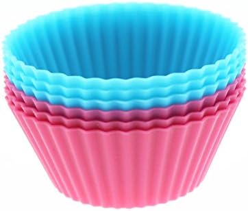 Creative Room Silicone Baking Cups 6-Pack Cake Mold, Muffin Cupcake Linners (6, circular-orange&green&pink)