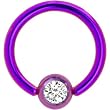 Purple Crystal Austrian Crystal Anodized Titanium Ball Captive Ring