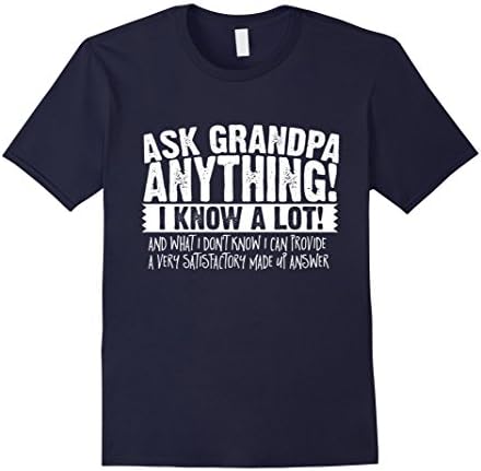 Men's Ask Grandpa Anything T-Shirt Funny Gift for Father's Day Tee Large Navy