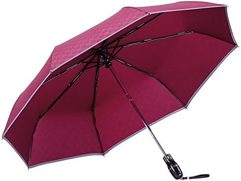 Car Emergency Hammer&amp;Umbrella 2in1,Easily Broken Glass,Auto Open Close Folding Sun Rain Umbrella,Sleek Fluorescent Light(Red)
