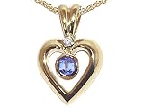0.38 cttw Genuine Tanzanite and Diamond Heart Shaped Pendants LIFETIME WARRANTY