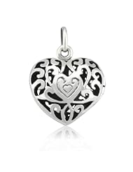 WithLoveSilver Solid Sterling Silver 925 Stencil Heart Love Locket Pendant
