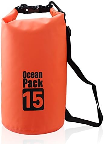 XJCGS Waterproof Dry Bag Backpack (15L) - Lightweight Sports, Adventure Travel Bag with 1 Shoulder Straps (orange)
