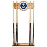 New Trademark NHL Buffalo Sabres 2 Piece Wood And Mirror Wall Cue Rack Furn ....